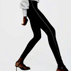 ZARA Black Leggings with Rhinestone Leg Details
